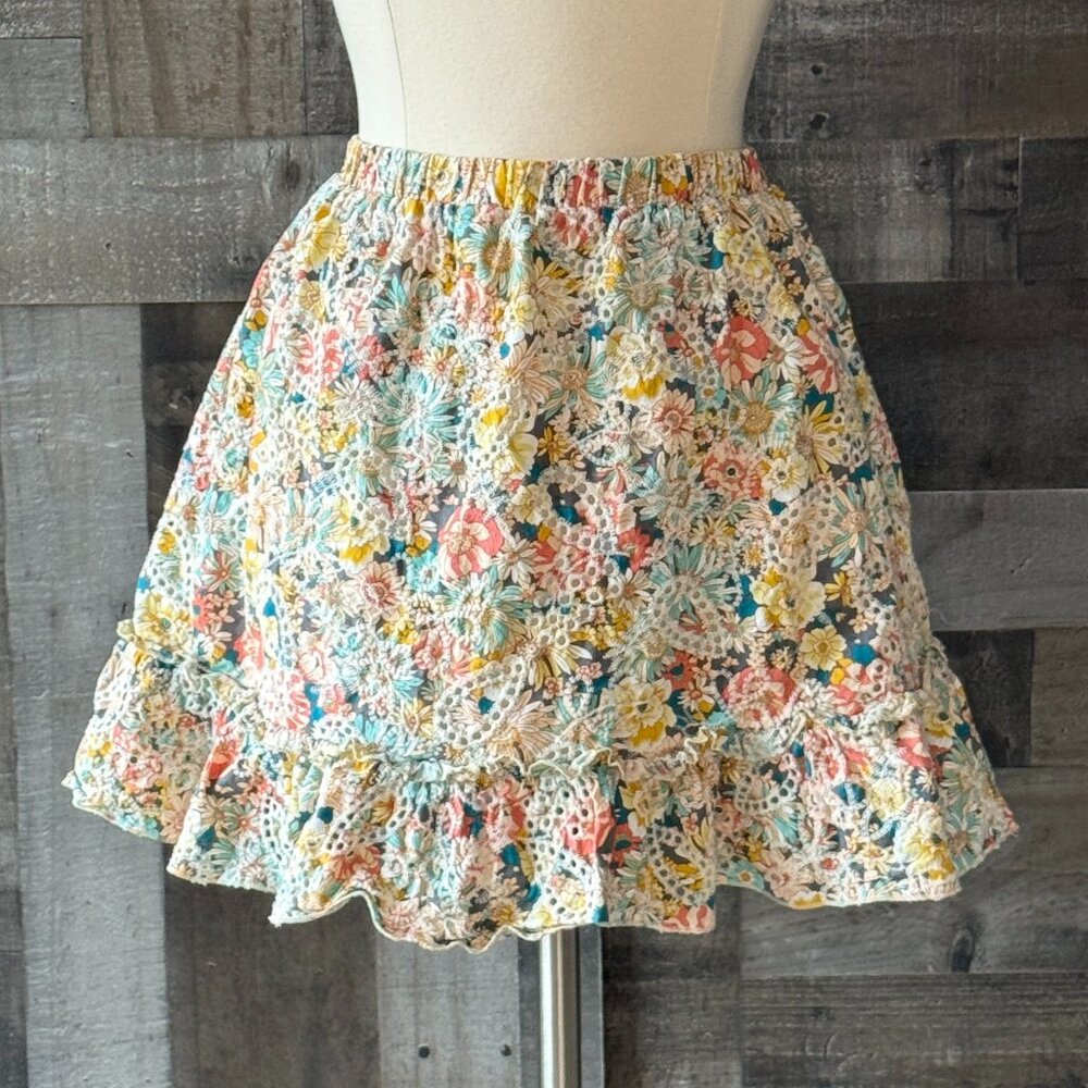 Pastel floral skirt paisley embroidery large cottagecore garden party summer - Picture 2 of 10